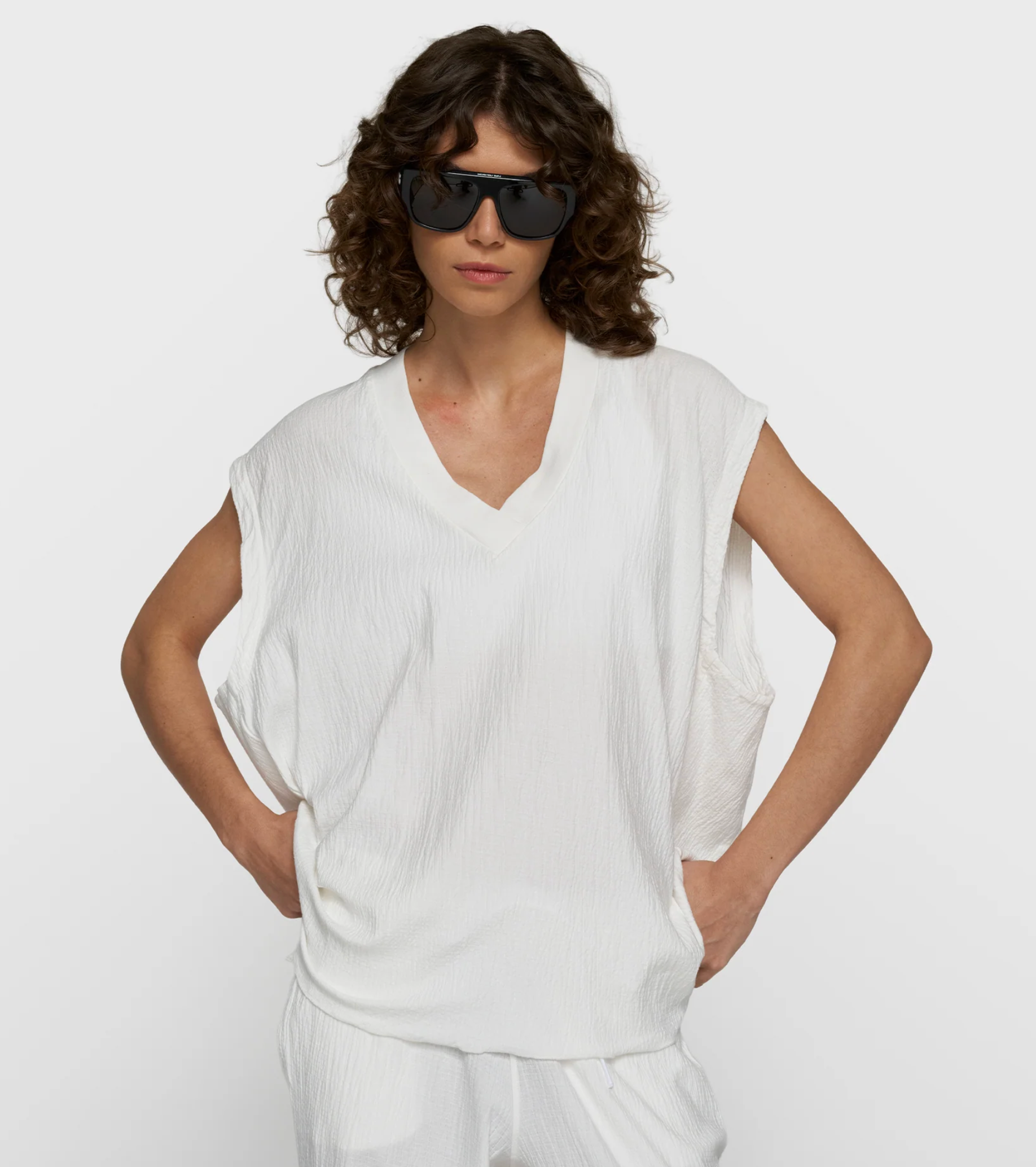 v-neck crinkle top - 10DAYS
