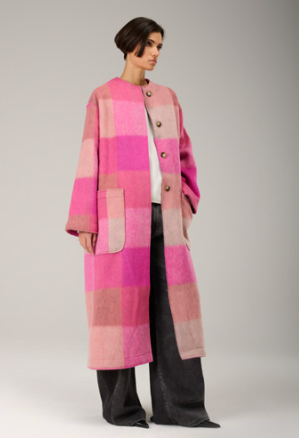 Mantel  SPLIT CHECK GREEN  Liv Bergen