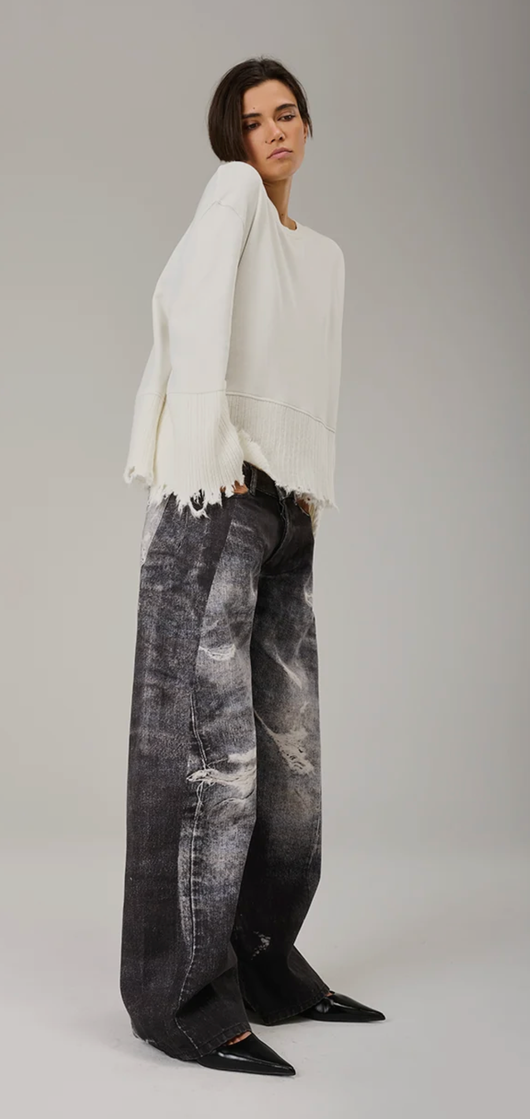 PANTS LASERPRINT DARKGREY  - Liv Bergen