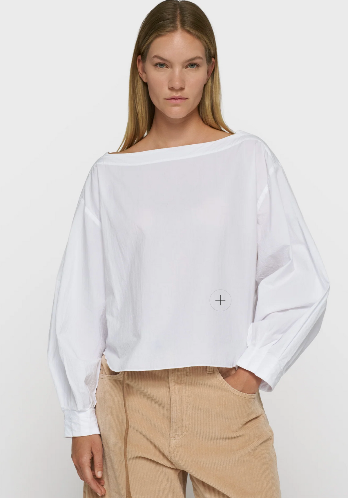 Boatneck blouse poplin white - 10DAYS
