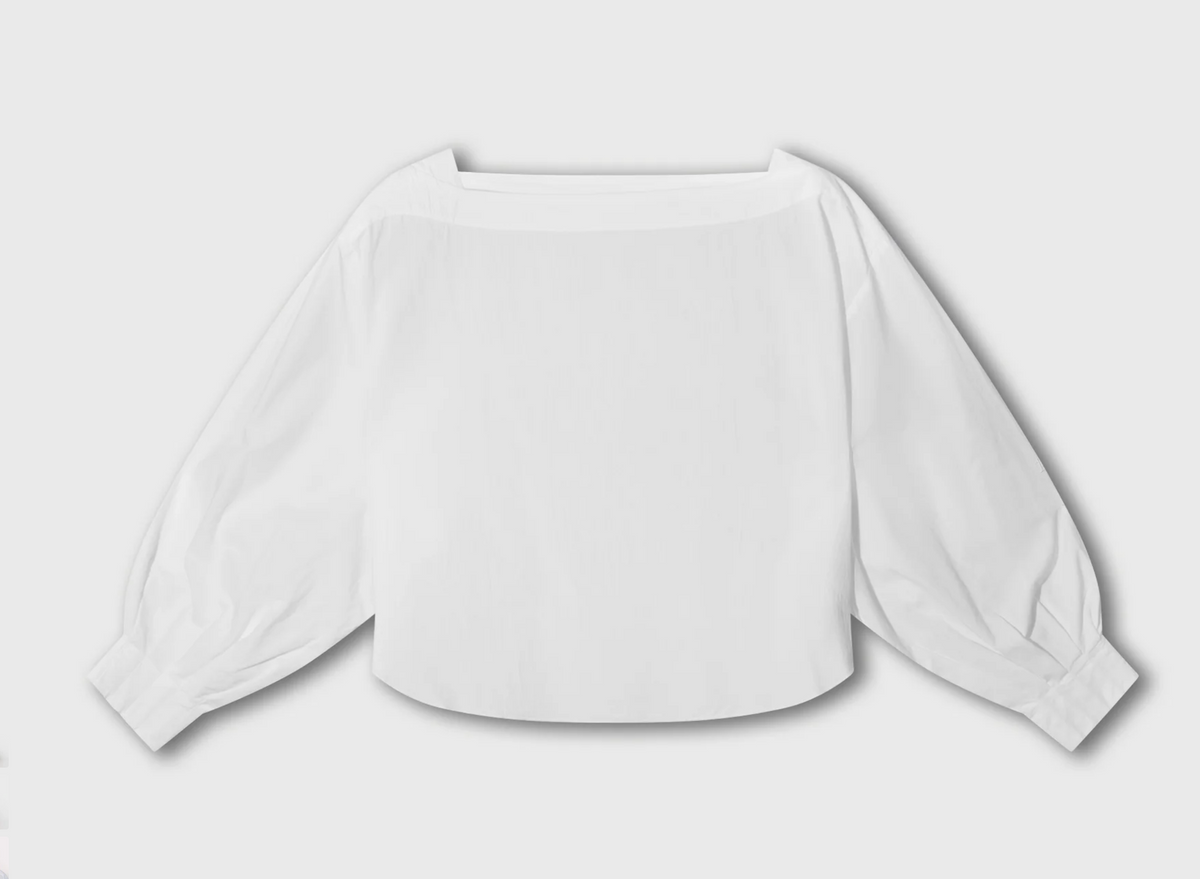 Boatneck blouse poplin white - 10DAYS