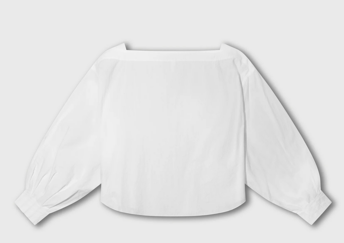 Boatneck blouse poplin white - 10DAYS