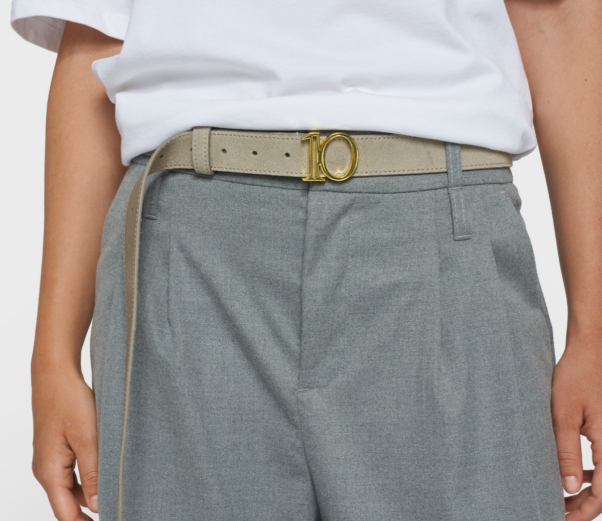 monogram belt suede stone    - 10Days Amsterdam