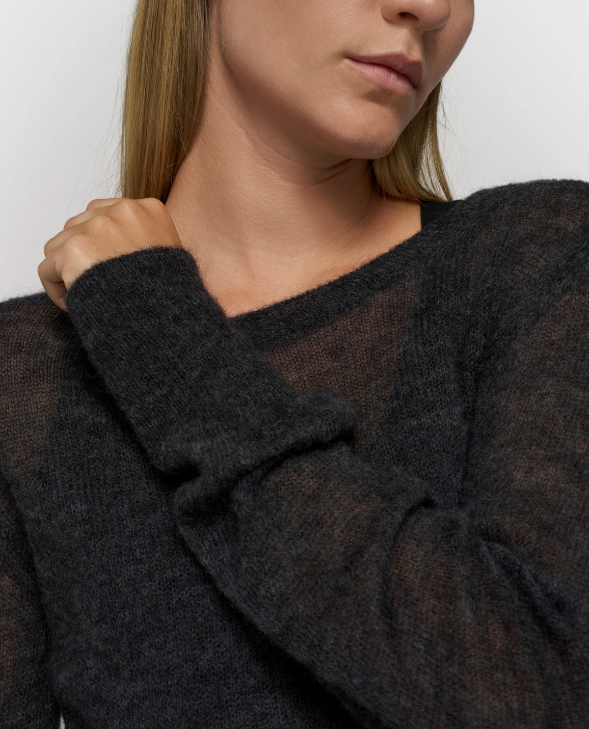slim thin knit sweater antra melee - 10DAYS
