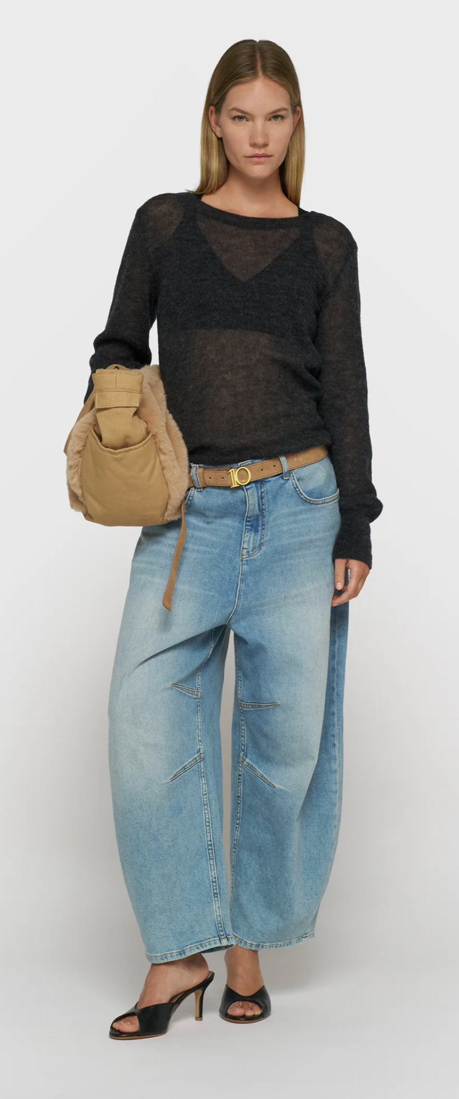 slim thin knit sweater antra melee - 10DAYS