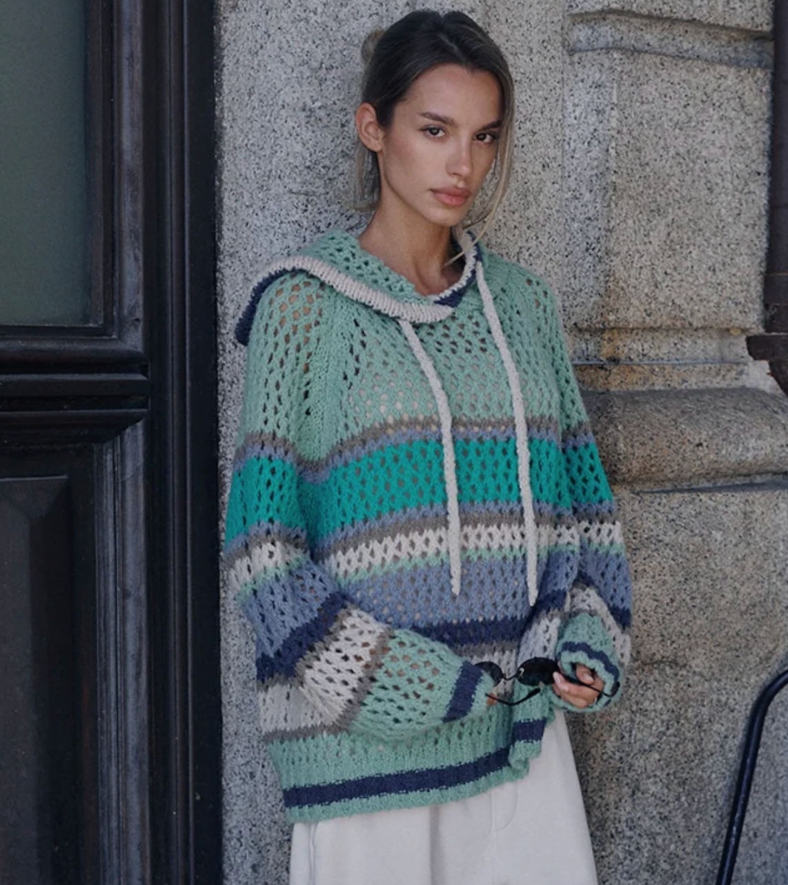 HOODIE CROCHET WOOL - Liv Bergen