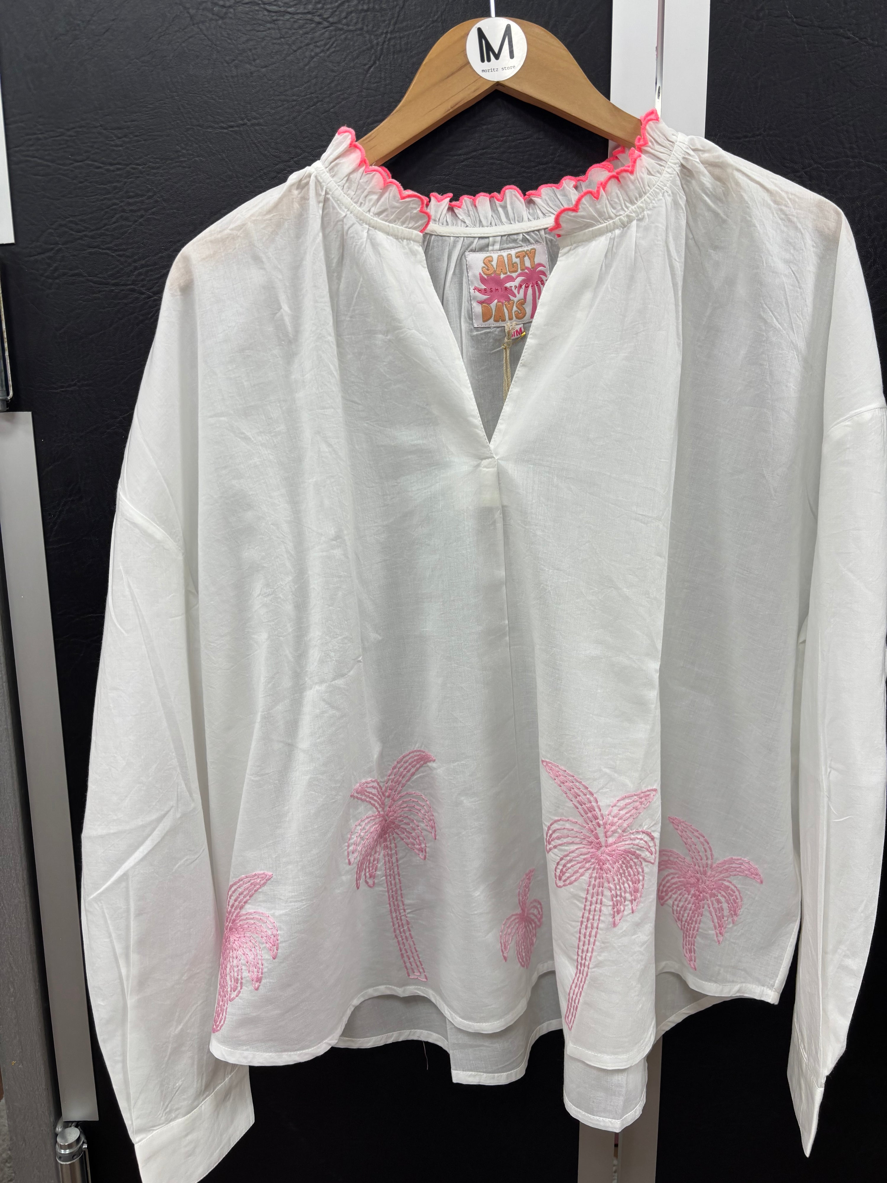 Bluse Palmen weiß -   The Shirt Project
