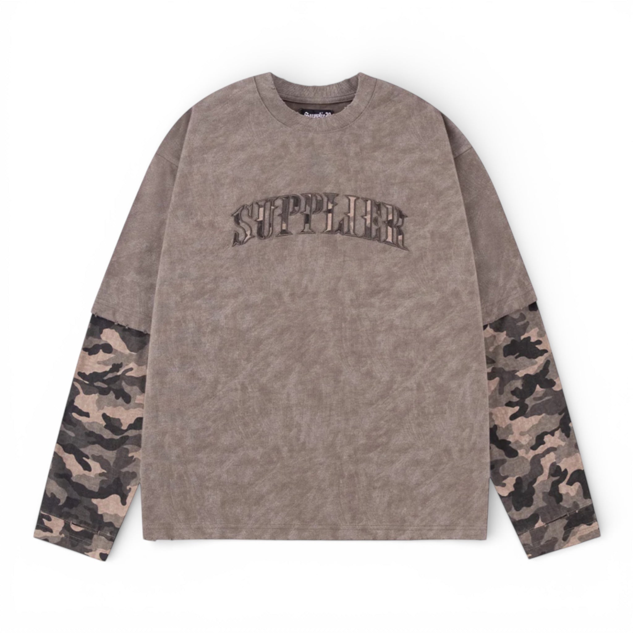 Camouflage Layered Long Sleeve Tee Khaki - Supplier Tokyo