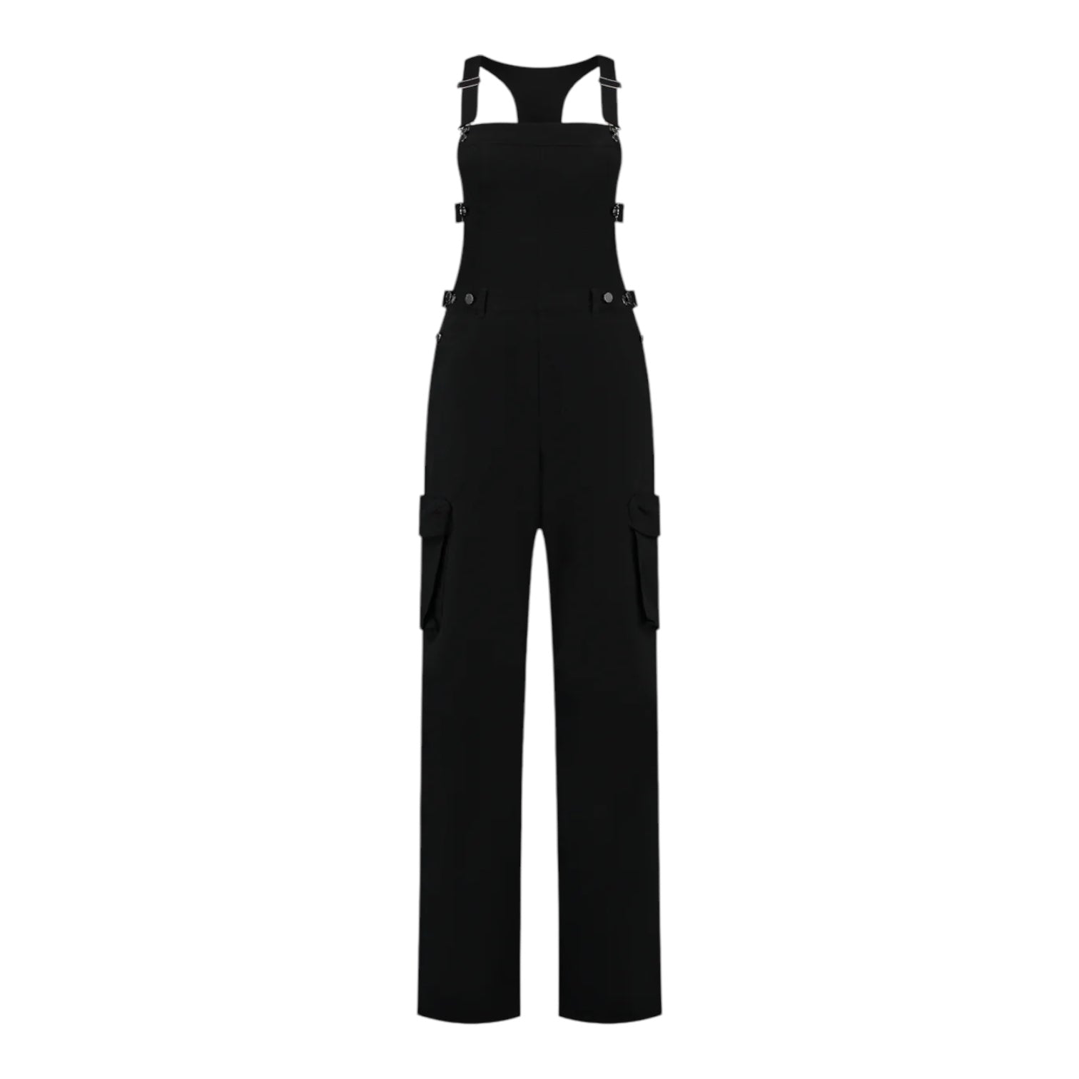 Daily Paper Black Cotton Dungaree Women Front