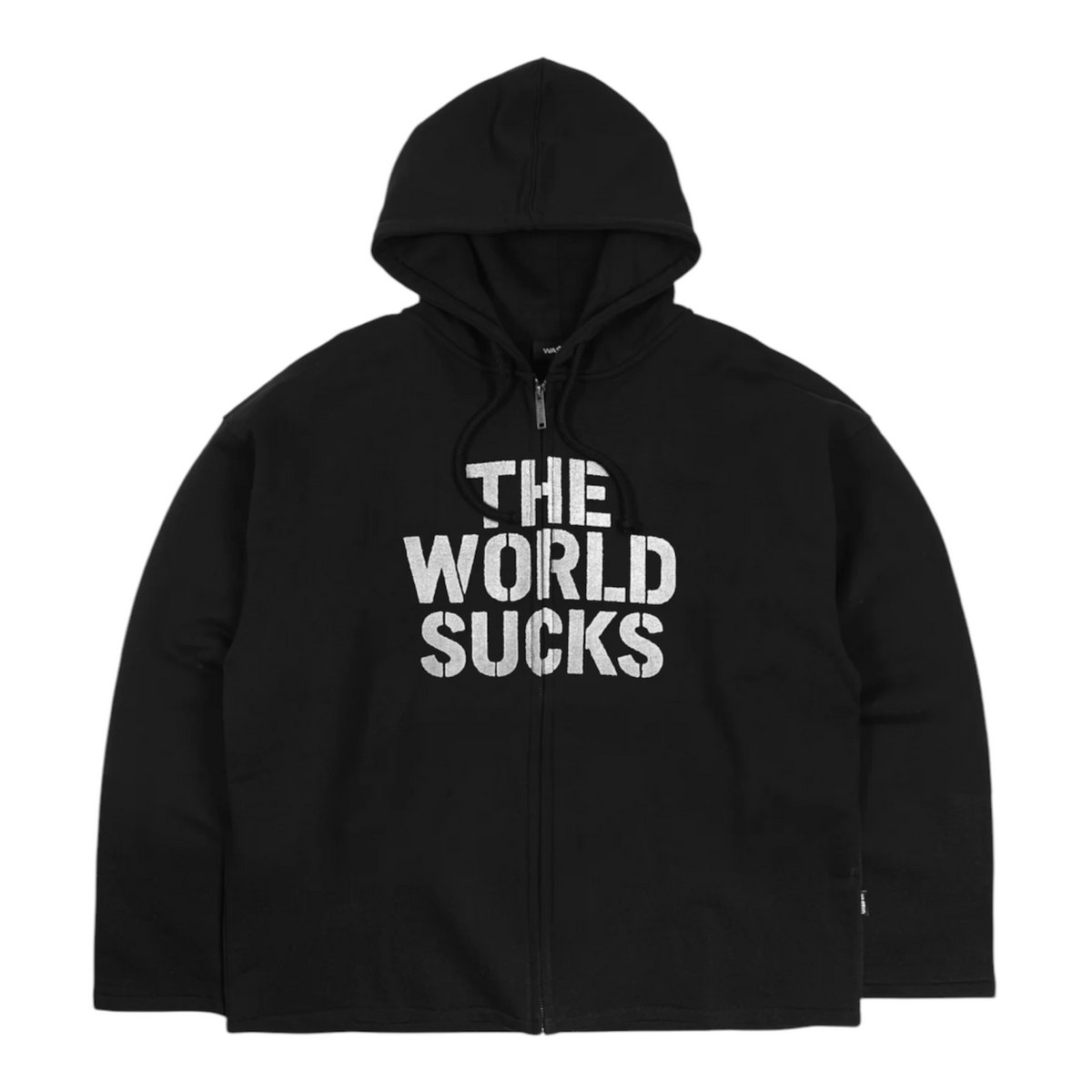 World Sucks Straight Zip-Hoodie Black - Wasted Paris