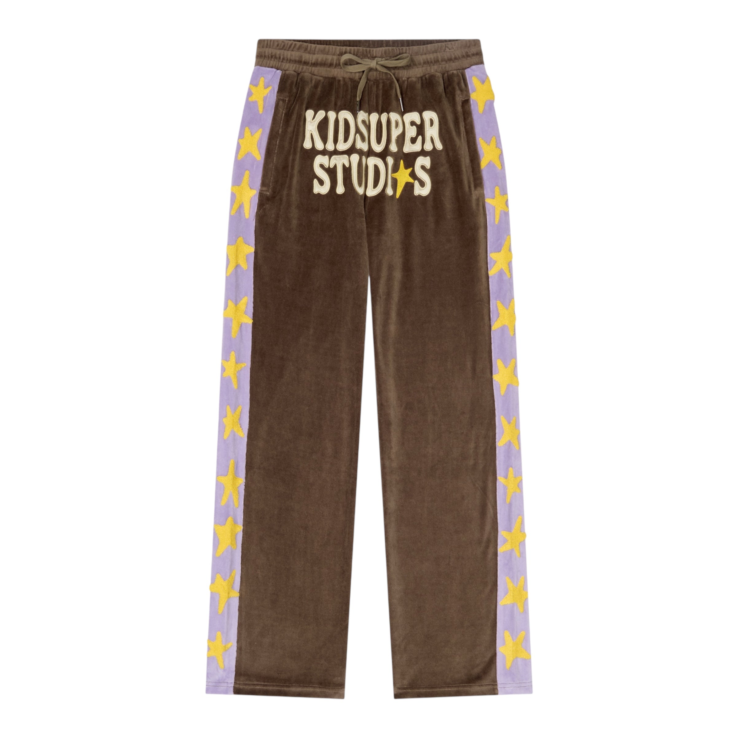 Velour Stars Pants Brown - KidSuper
