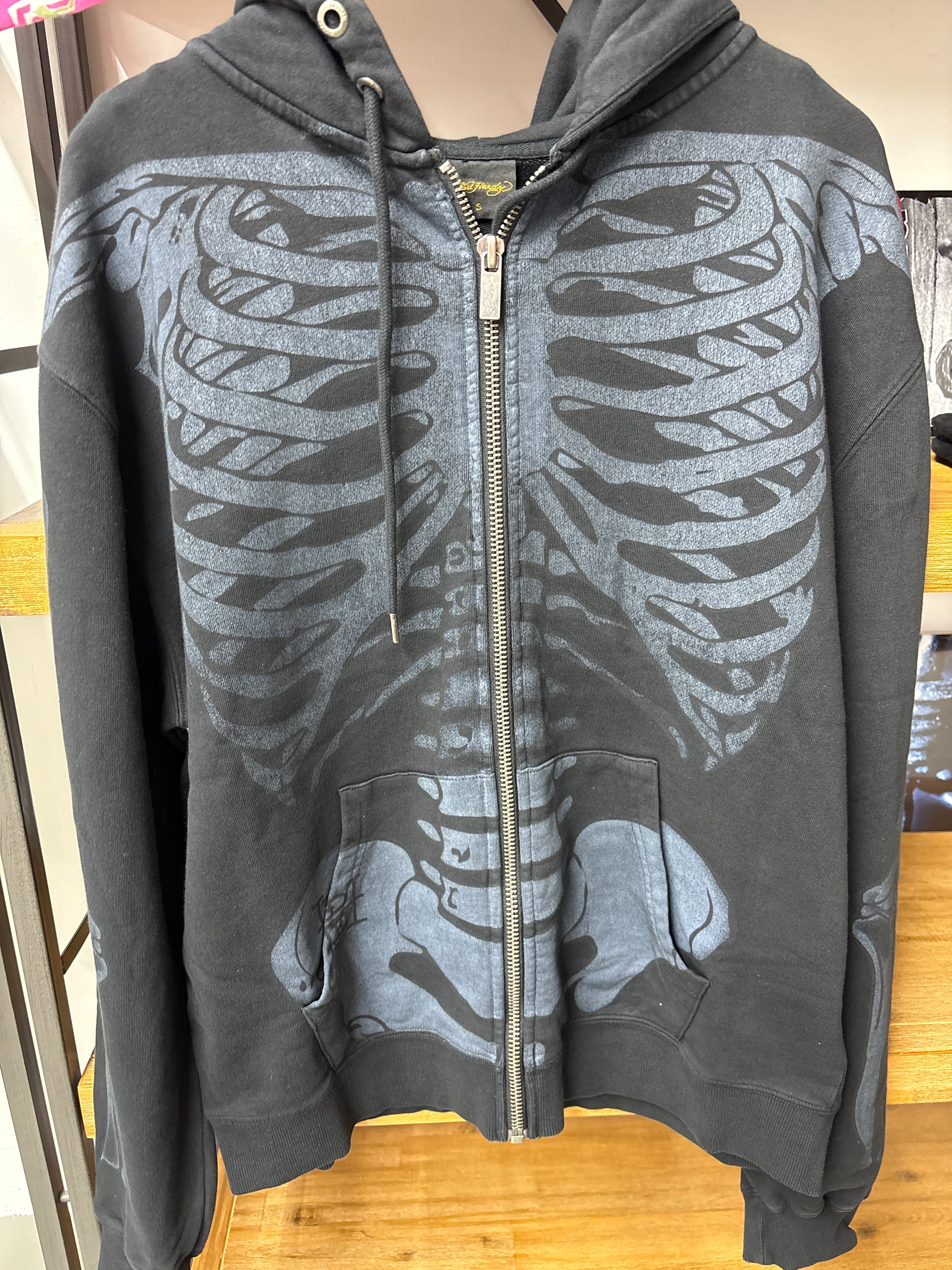 Skeleton On Acid Zip Thru Hoodie - Ed Hardy