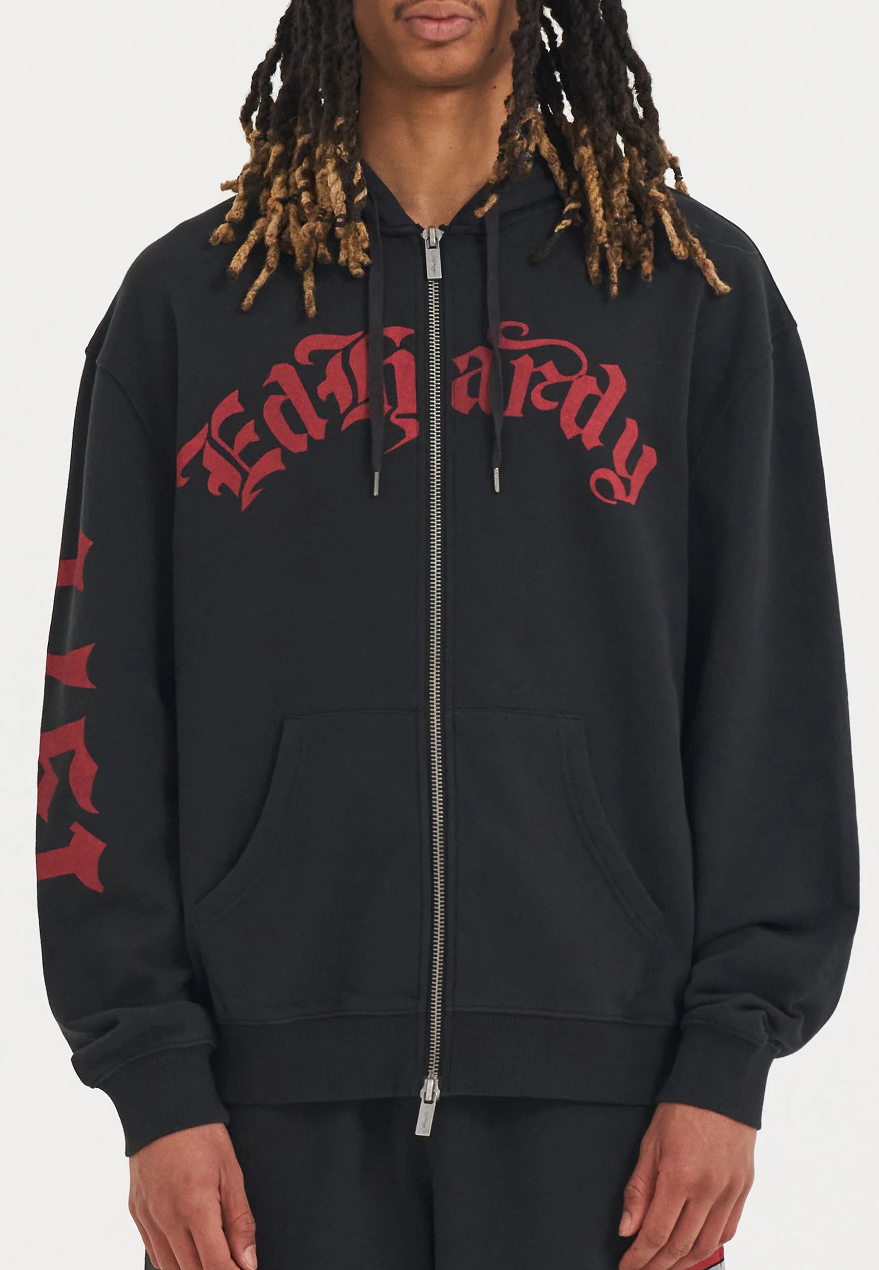 Ed Hardy Abstract Love Kills Slowly Graphic Zip Hoodie Black Fit