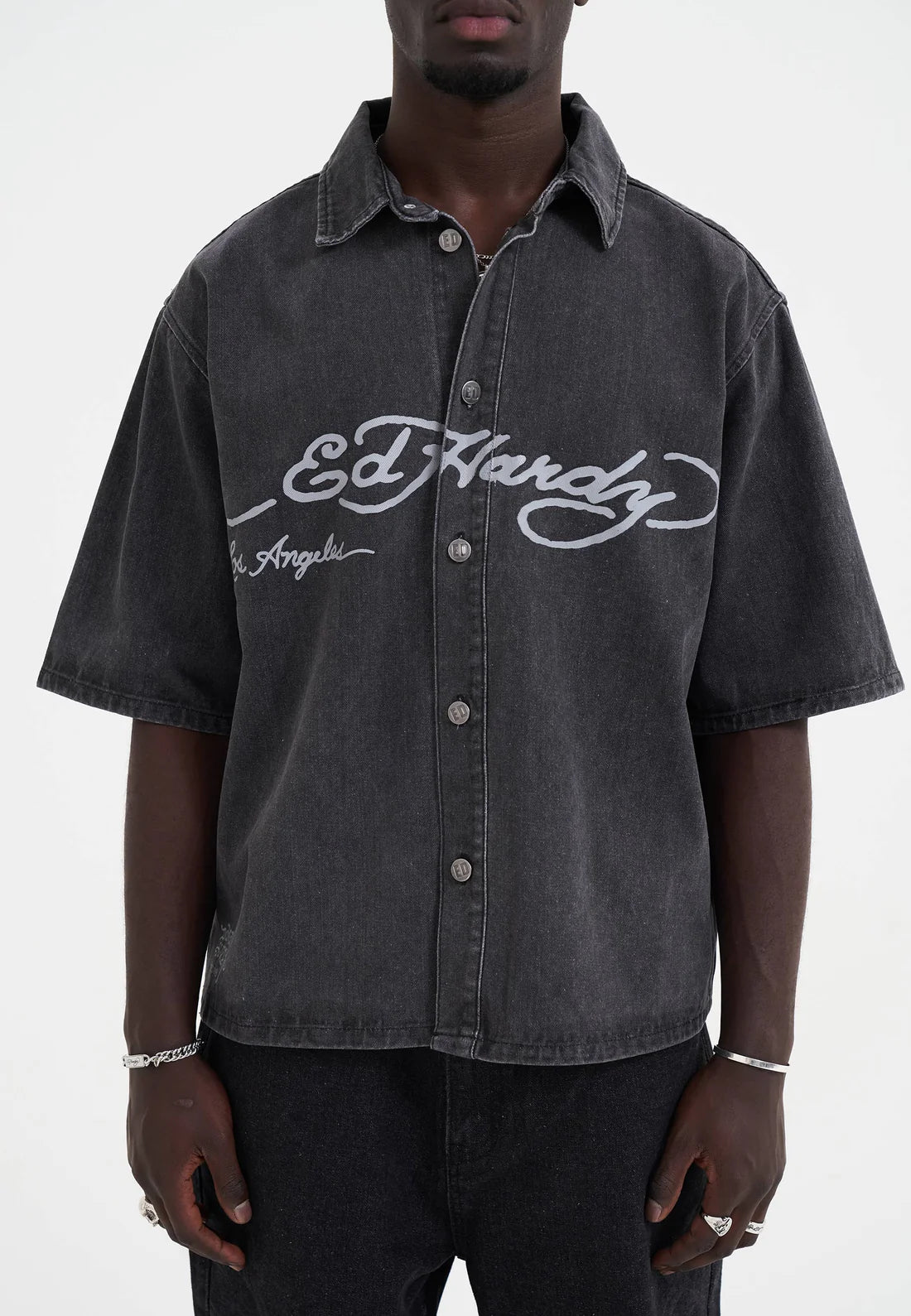 Ed Hardy Eagle Relaxed Denim Short Black Fit