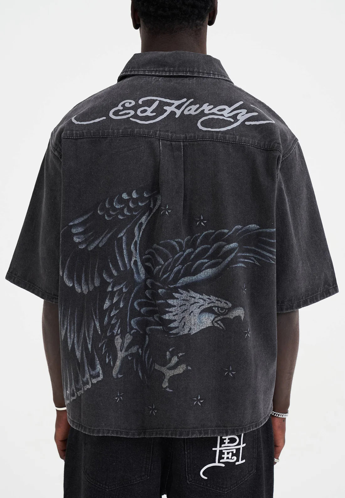Ed Hardy Eagle Relaxed Denim Short Black Fit 2