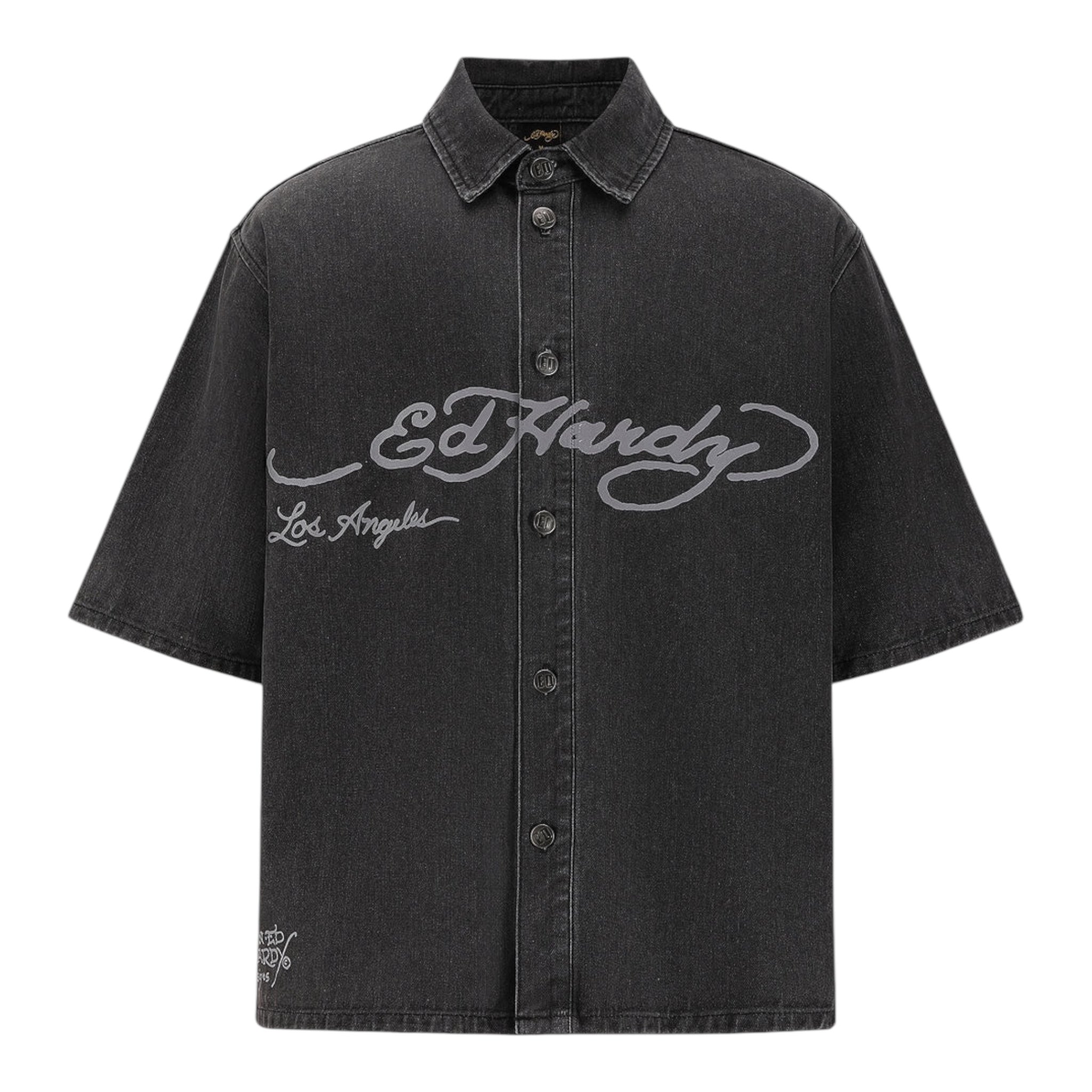 Ed Hardy Eagle Relaxed Denim Short Black Front