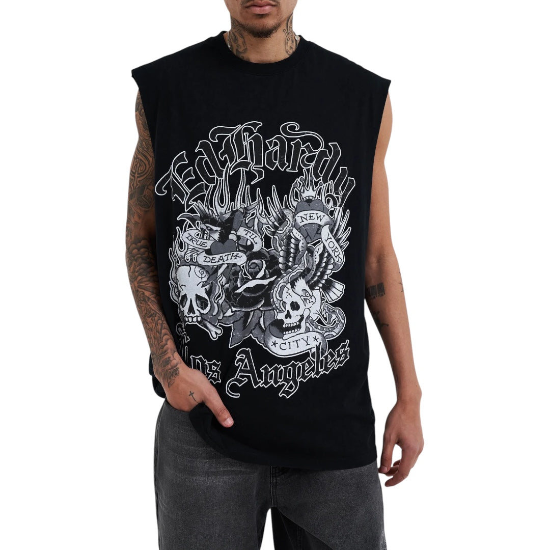 Ed Hardy Montage Sleevleless T-Shirt Detail