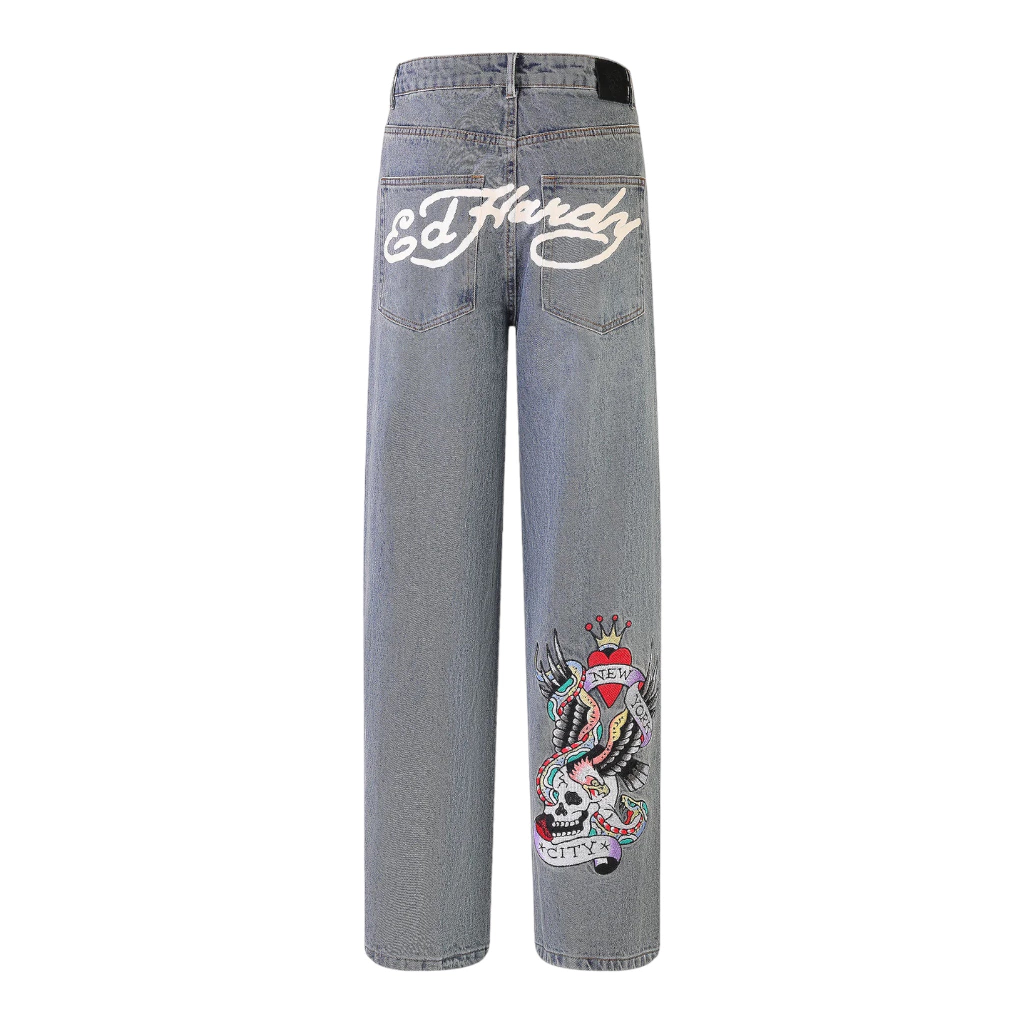 Ed Hardy NYC Skull XXTRA Denim Trousers Jeans Blue Back