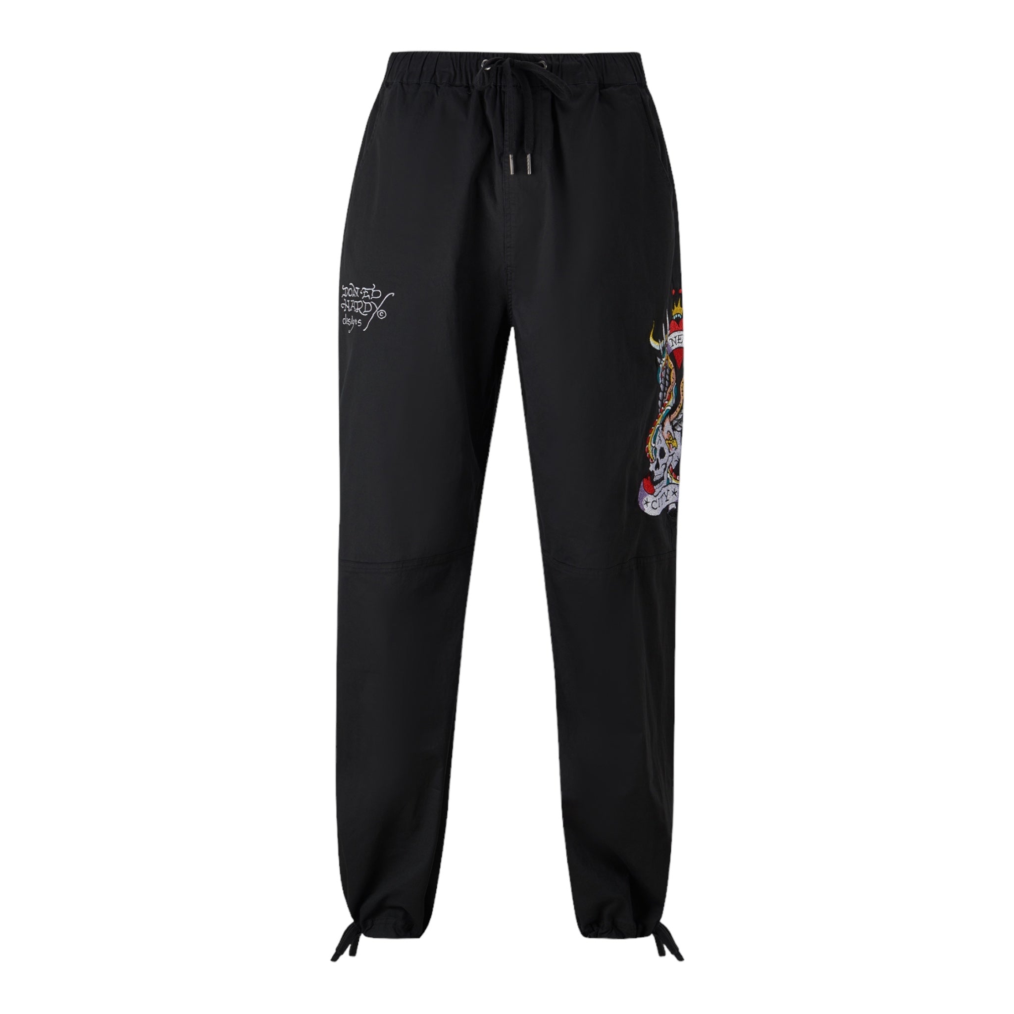 Ed Hardy Side Snake Skull Woven Tech Trouser Black Front