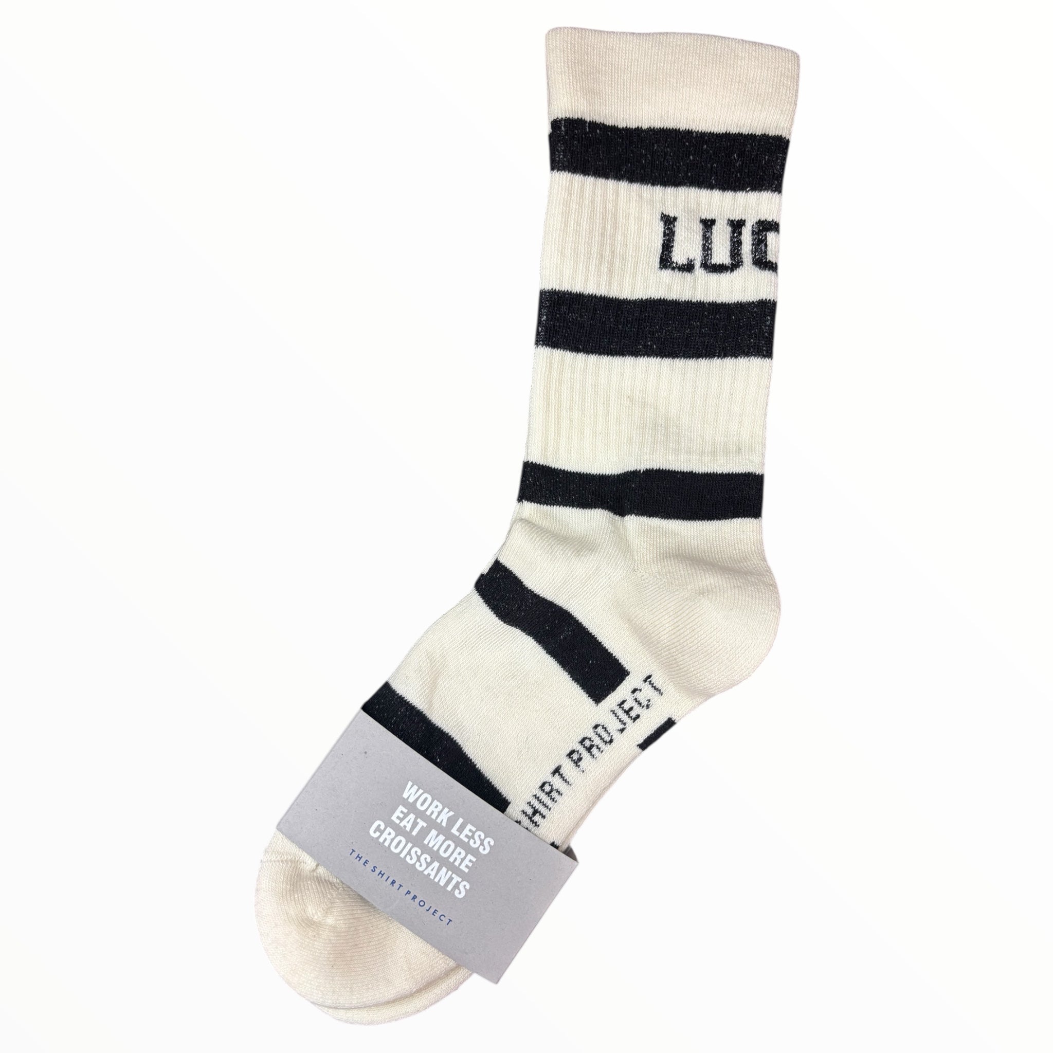 Socken soft white/ black Streifen LUCKY  - The Shirt Project