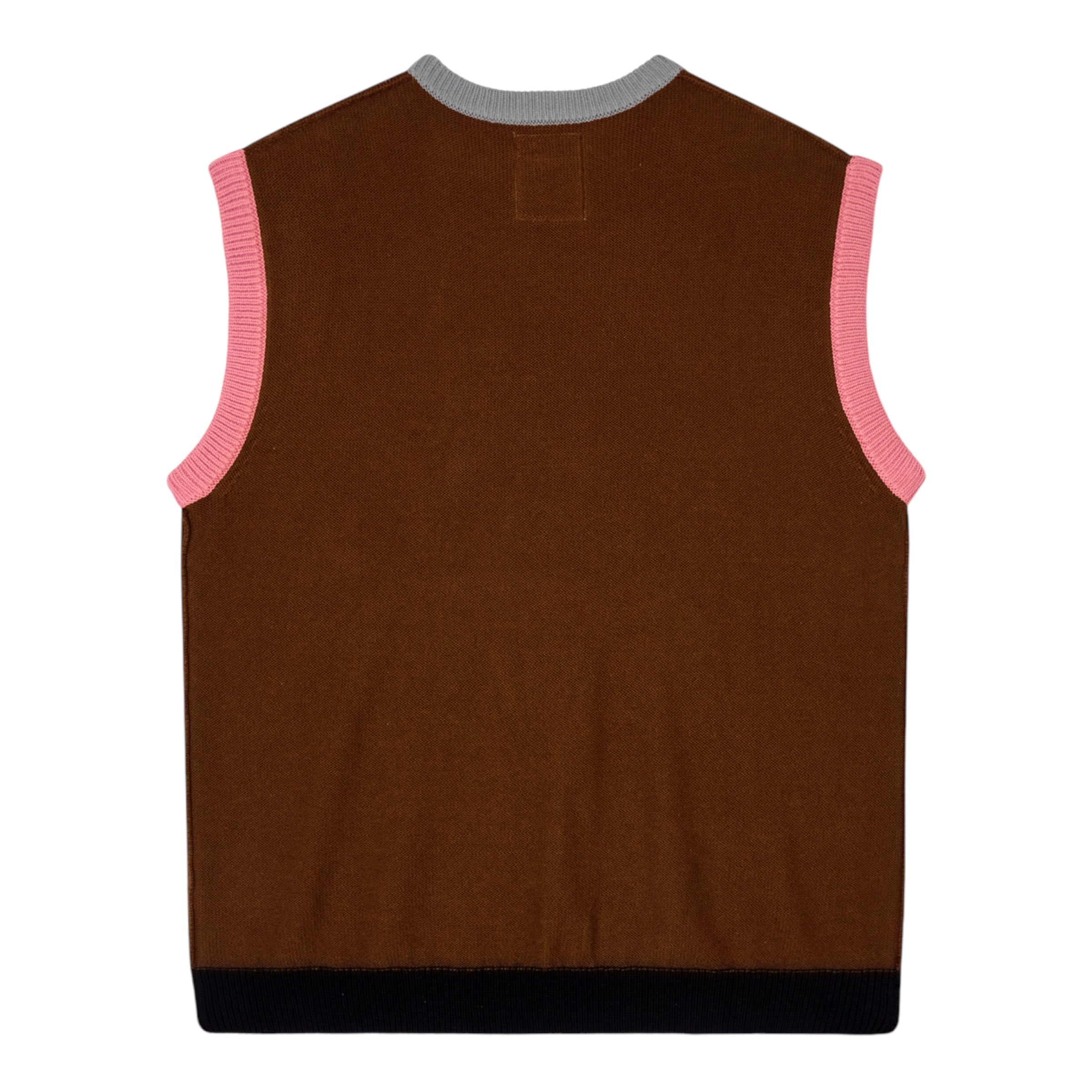 KidSuper Brown / Multi Reverse Knit Patchwork Face Vest Back
