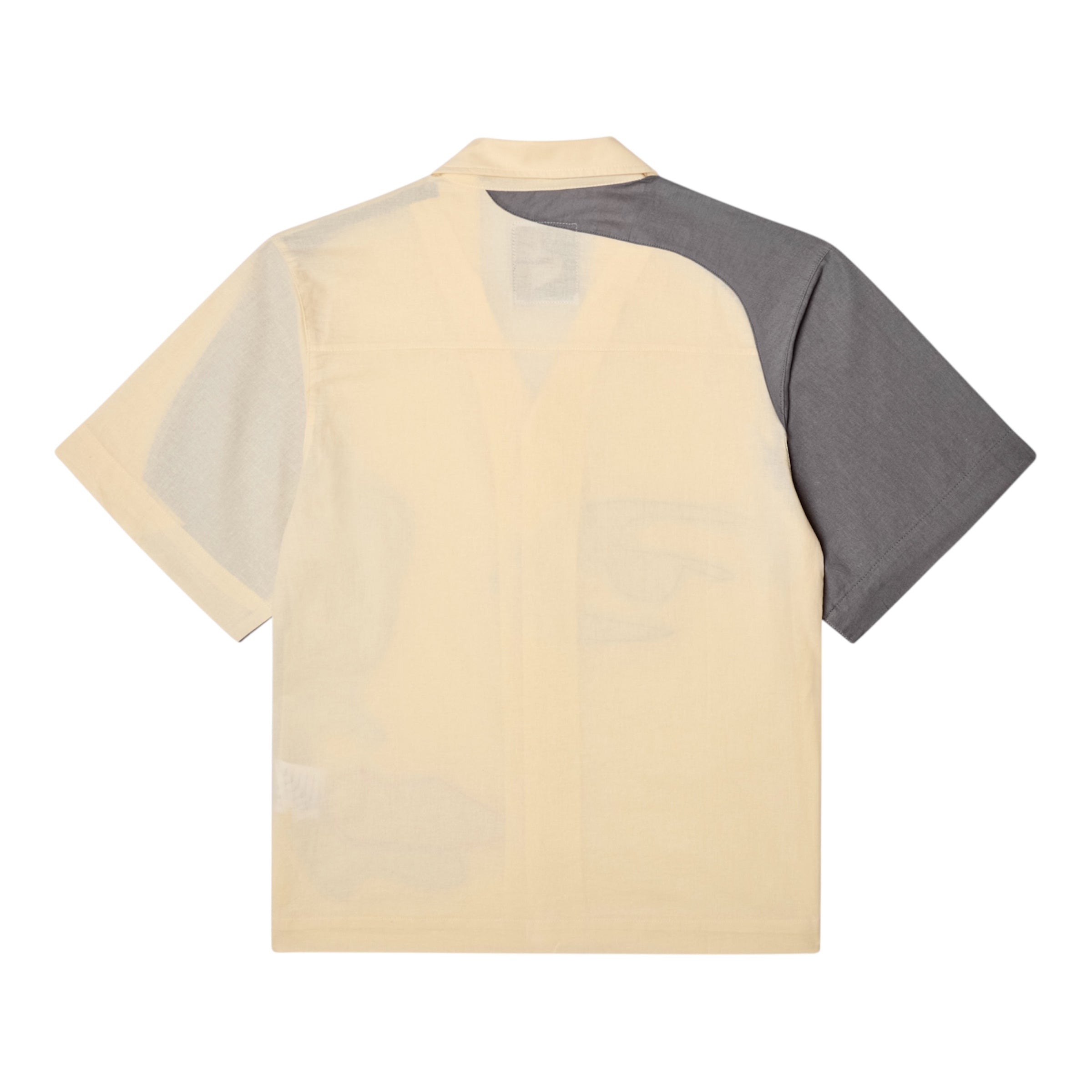 KidSuper Natural / Brown Patchwork Face Linen Camp Shirt Back Pic