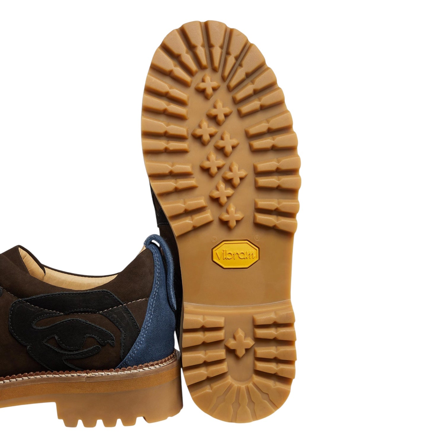 KidSuper Patchwork Eye Hiking Boot Low Brown Sole