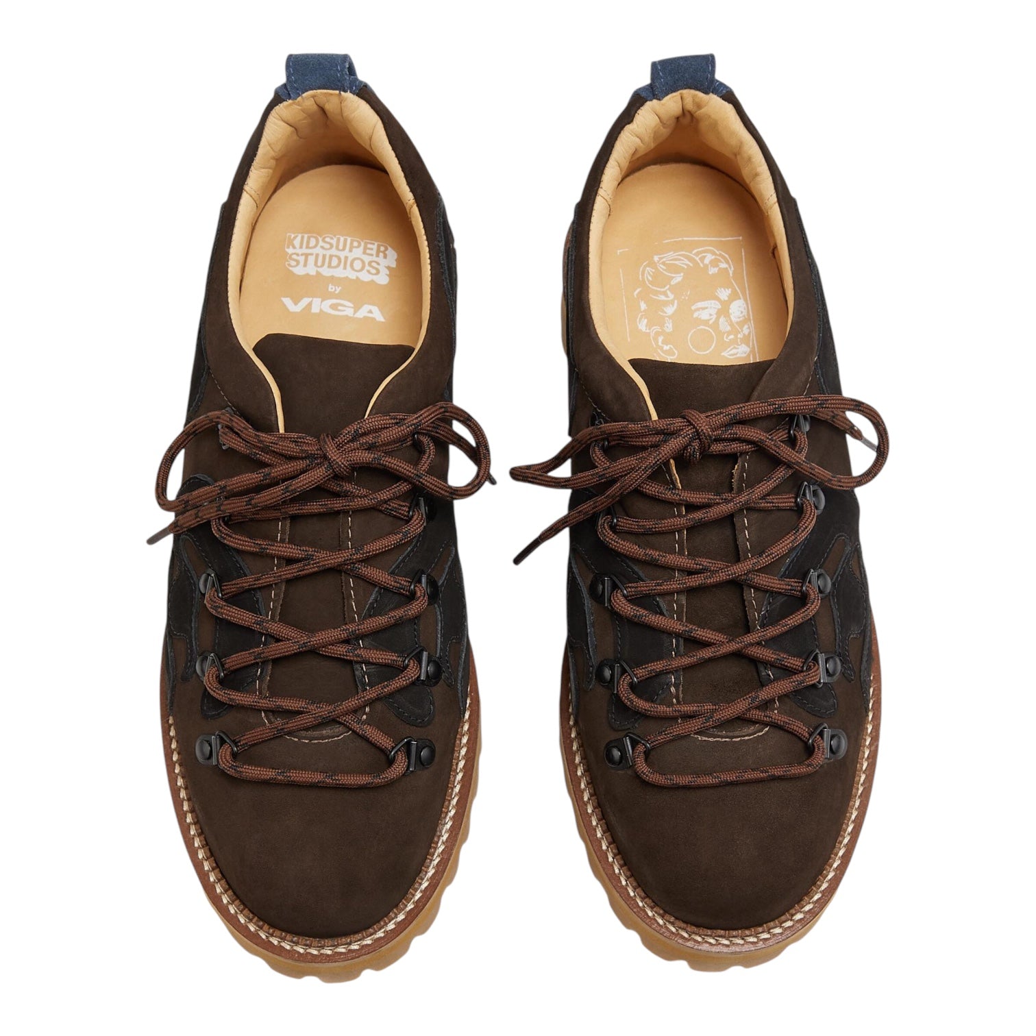 KidSuper Patchwork Eye Hiking Boot Low Brown Top