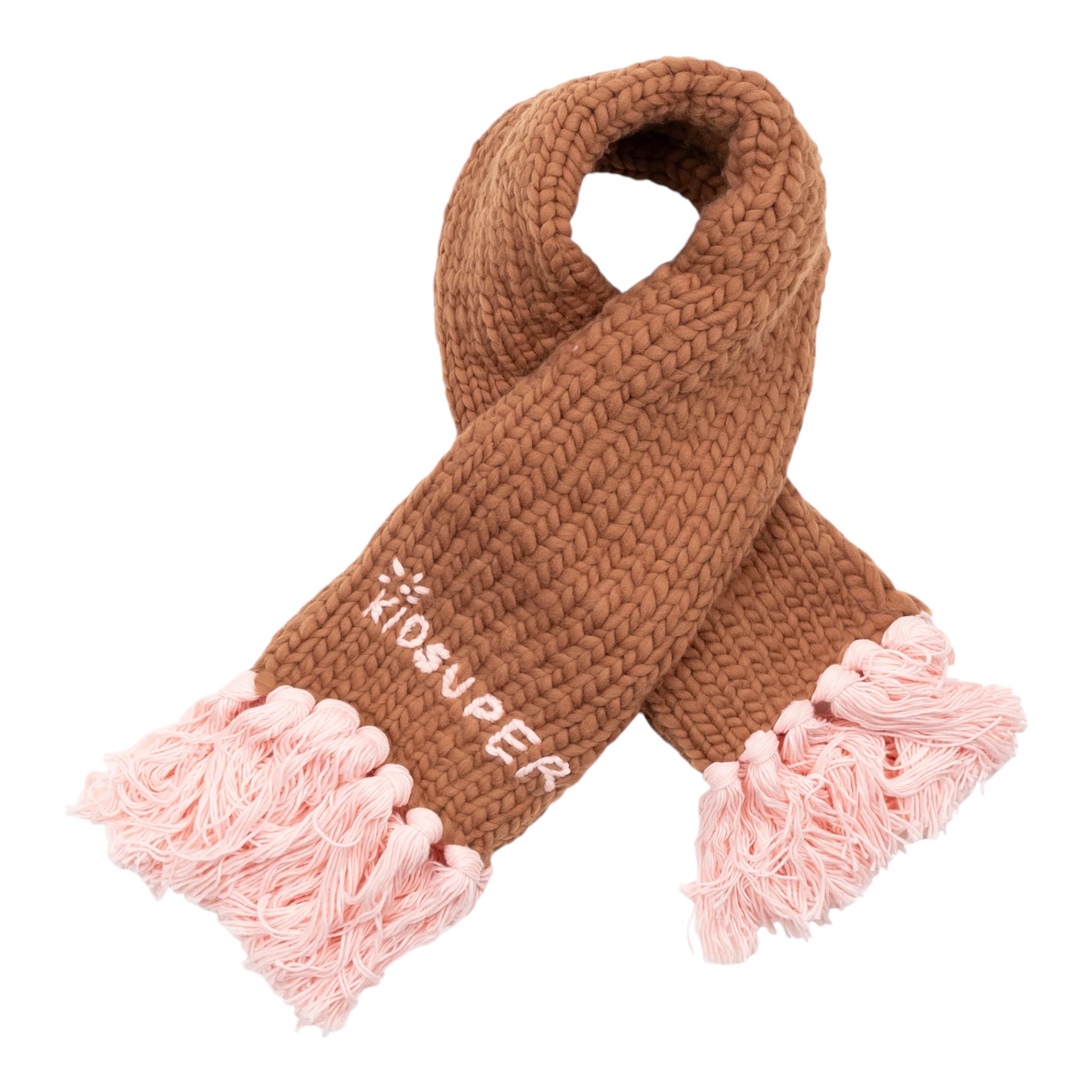 Kidsuper Hand Knit Chunky Scarf Light Brown 