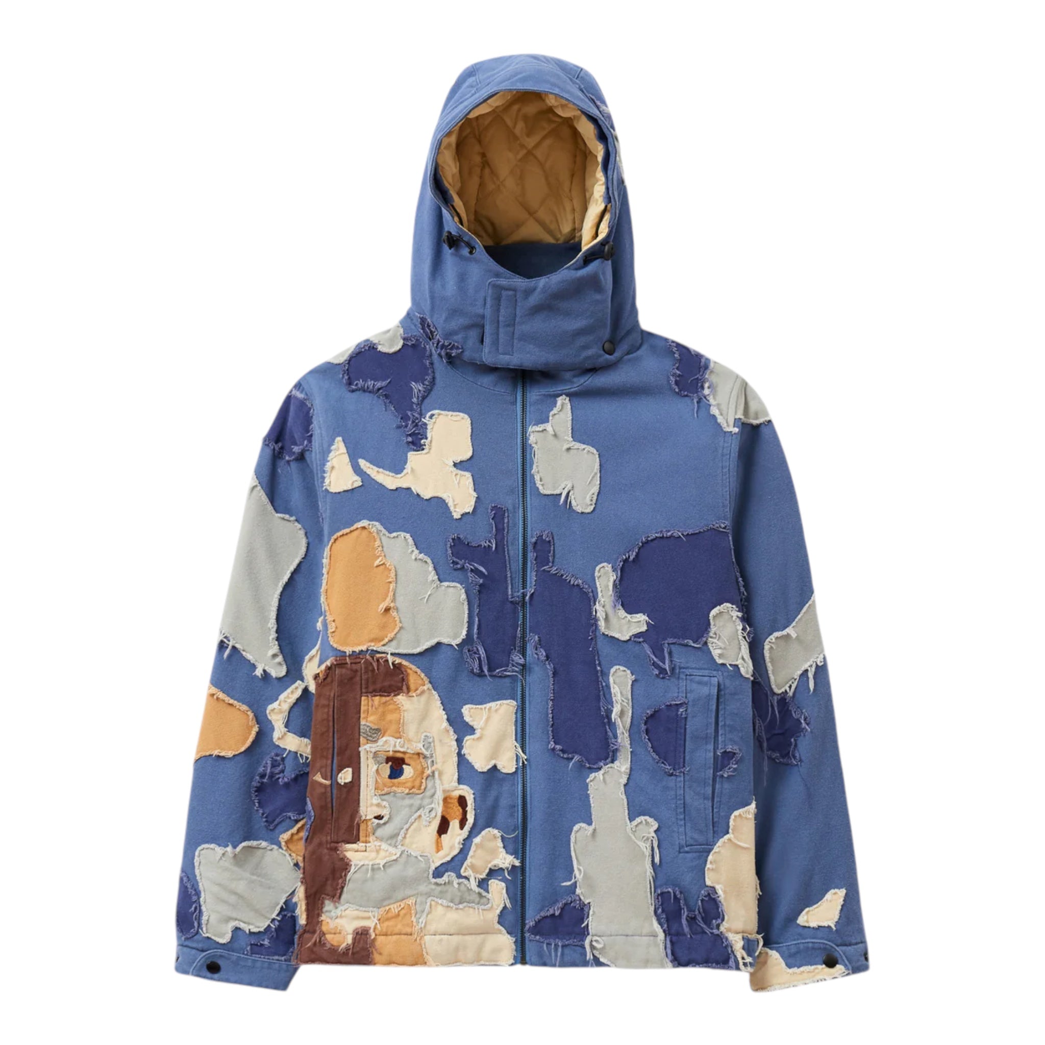 Kidsuper Patchwork Canvas Zip Up Jacket Blue Front
