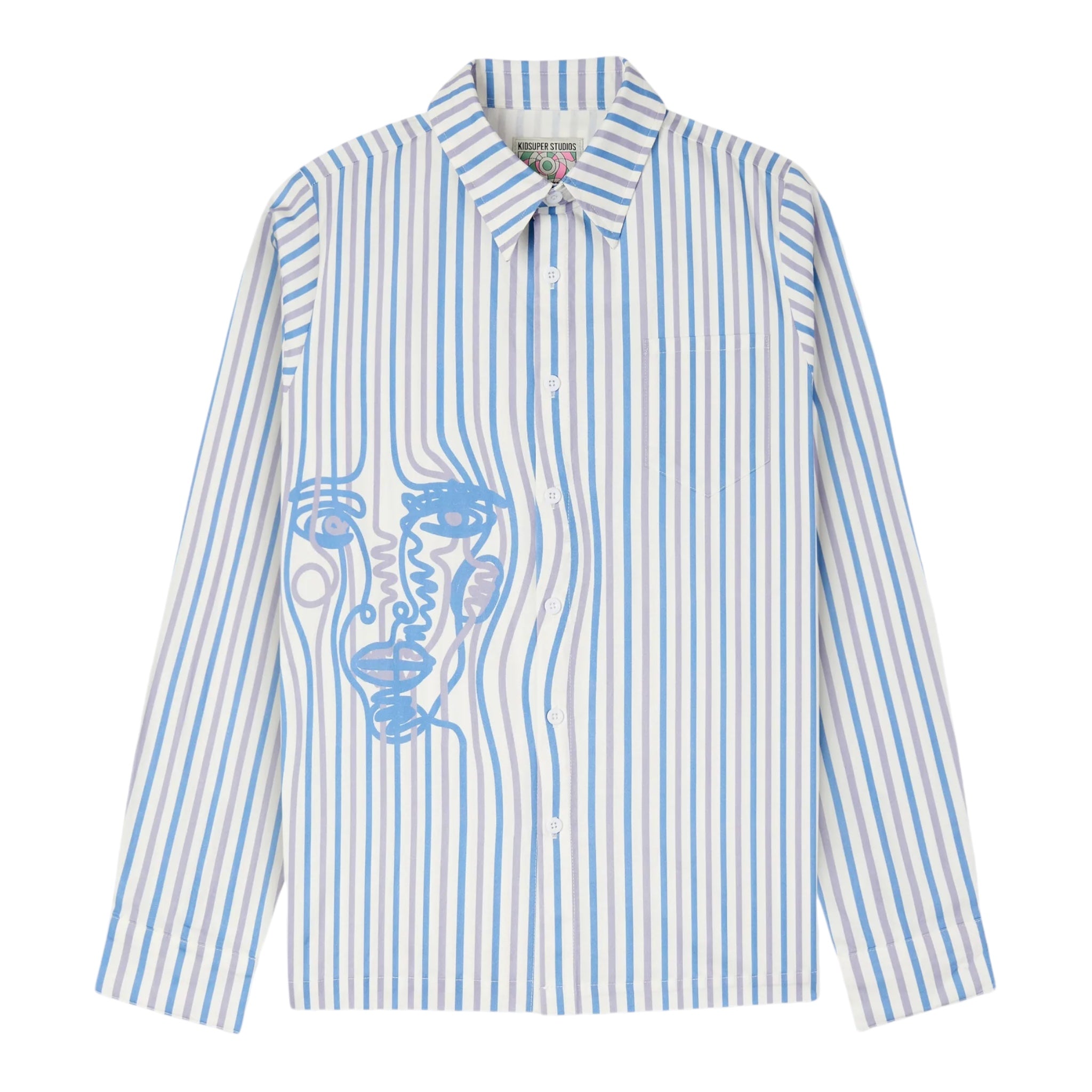 Kidsuper Striped Face Button Up Shirt Front