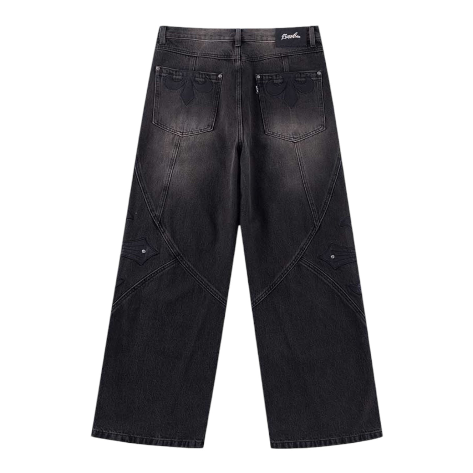 Cross Leather Patch Baggy Denim Jeans - Supplier Tokyo