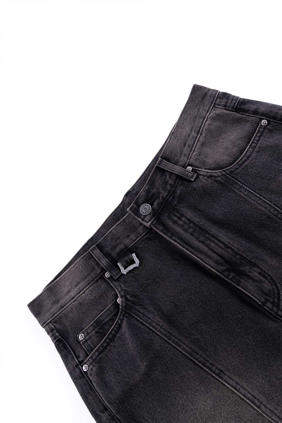 Supplier Tokyo Cross Leather Patch Baggy Denim Jeans Detail