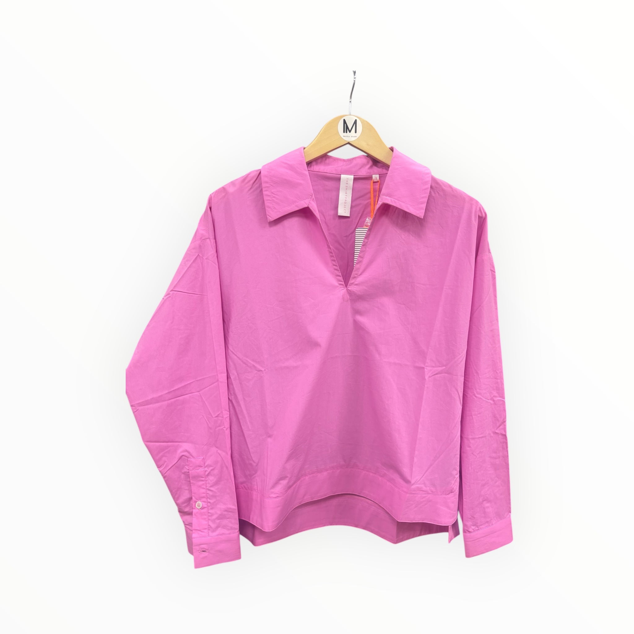Long Sleeve Blouse Tunic Style neon pink  - The Shirt Poject