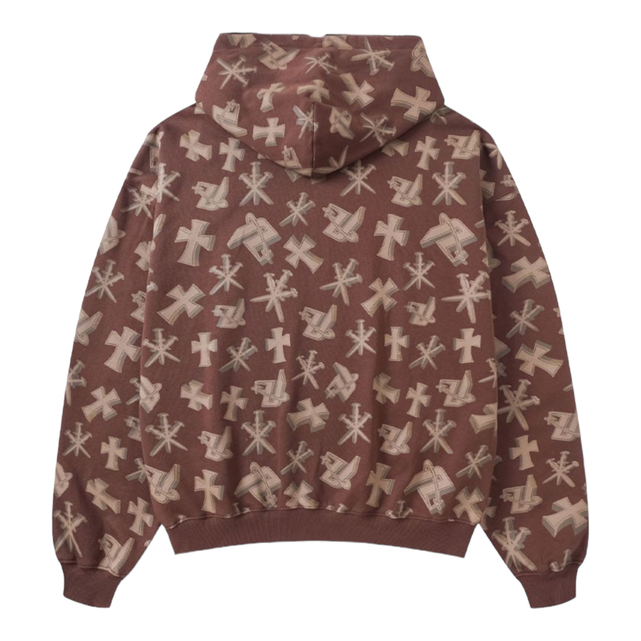 Unknown London Full Zip Hoodie Brown Back