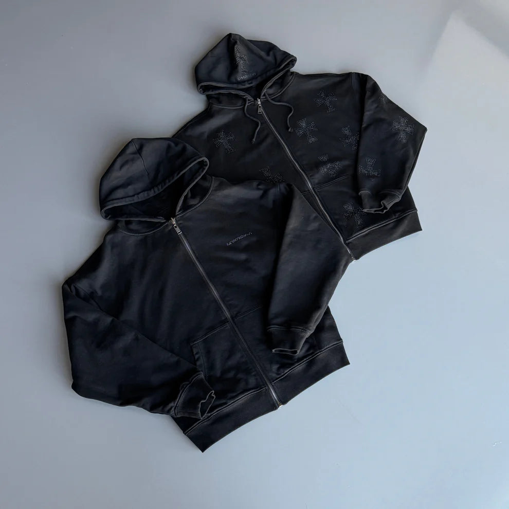 Unknown London Reversible Rhinestone Hoodie Black Reverse 2