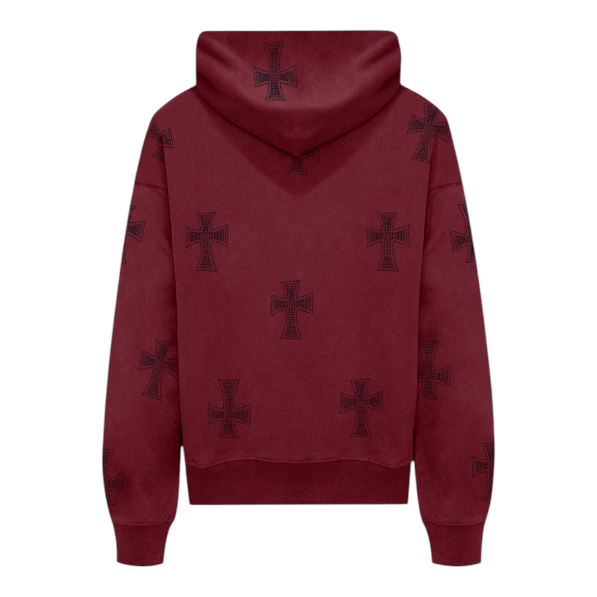 Unknown London Rhinestone Hoodie Dark Red Back