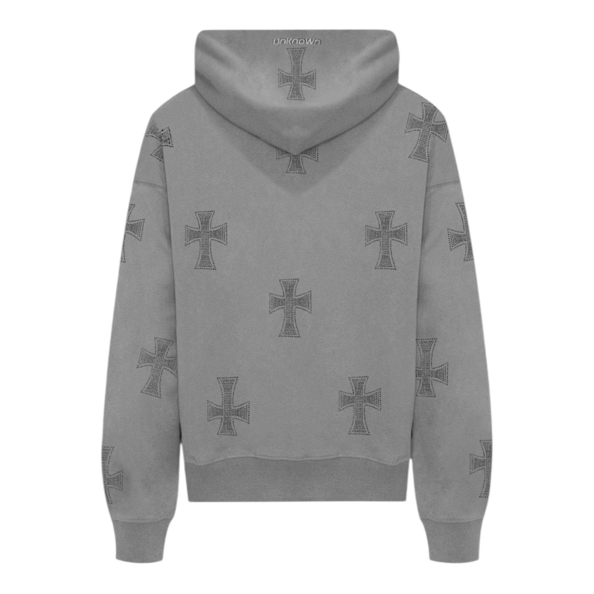 Unknown London Rhinestone Hoodie Washed Grey Back