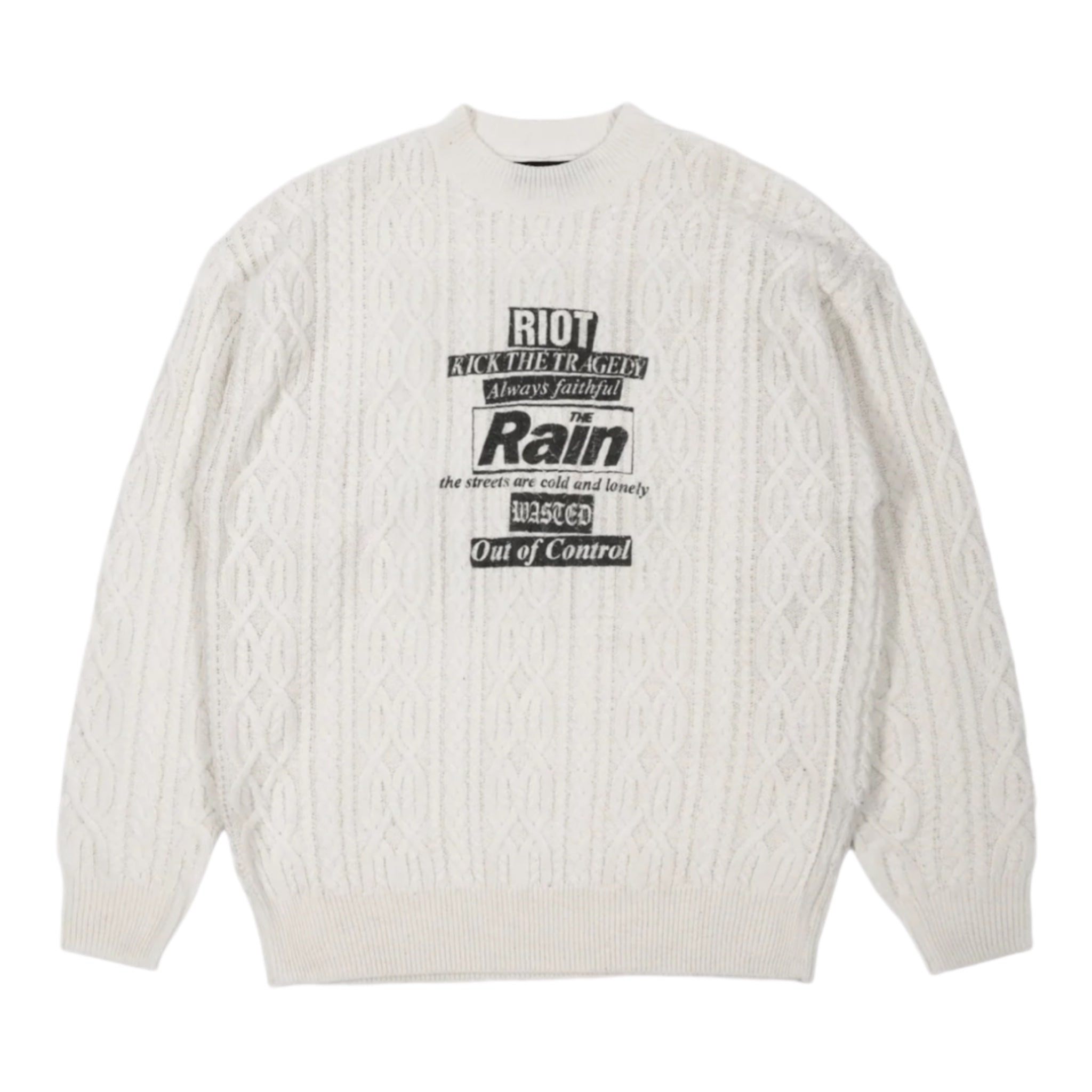 Wasted Paris Rain Cable Sweatshirt Off White Front
